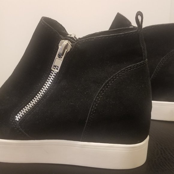 NEW Women's Black Suede Steve Madden Wedgie Sneakers, Size 9.5 - Picture 4 of 13